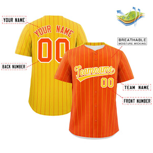 Custom Orange Gold Pinstripe Personalized Two-Tone Authentic Baseball Jersey