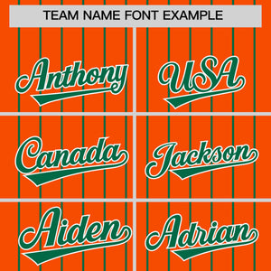 Custom Orange Kelly Green Pinstripe Personalized Two-Tone Authentic Baseball Jersey