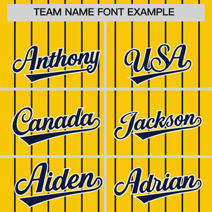 Custom Gold Navy Pinstripe Personalized Two-Tone Authentic Baseball Jersey