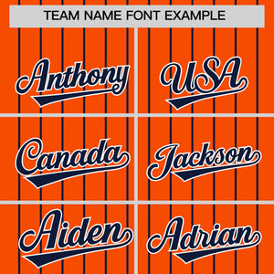 Custom Orange Navy Pinstripe Personalized Two-Tone Authentic Baseball Jersey