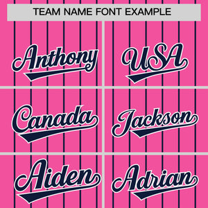 Custom Pink Navy Pinstripe Personalized Two-Tone Authentic Baseball Jersey