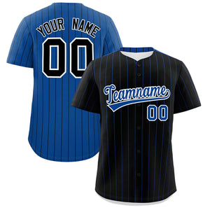 Custom Black Royal Pinstripe Personalized Two-Tone Authentic Baseball Jersey