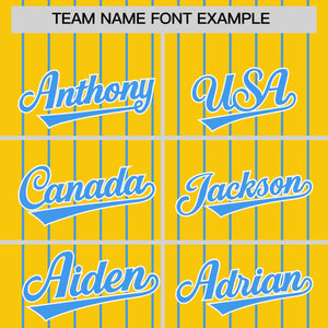 Custom Gold Powder Blue Pinstripe Personalized Two-Tone Authentic Baseball Jersey