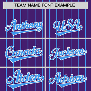 Custom Purple Powder Blue Pinstripe Personalized Two-Tone Authentic Baseball Jersey