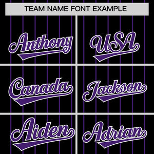 Custom Black Purple Pinstripe Personalized Two-Tone Authentic Baseball Jersey