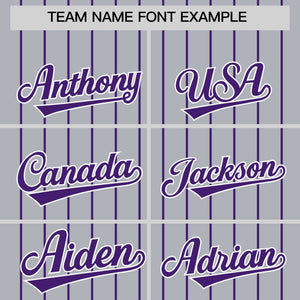 Custom Gray Purple Pinstripe Personalized Two-Tone Authentic Baseball Jersey