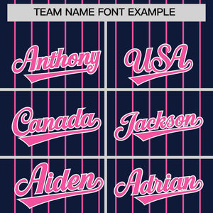 Custom Navy Pink Pinstripe Personalized Two-Tone Authentic Baseball Jersey