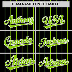 Custom Black Neon Green Pinstripe Personalized Two-Tone Authentic Baseball Jersey