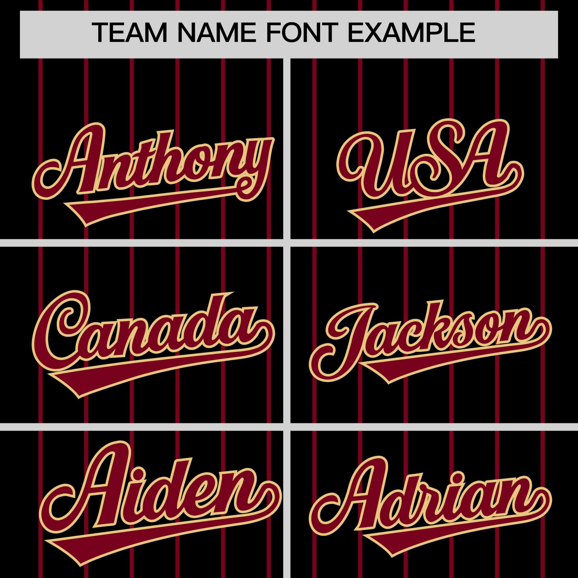 Custom Black Crimson Pinstripe Personalized Two-Tone Authentic Baseball Jersey