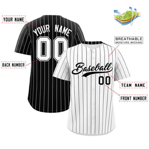 Custom White Black Pinstripe Personalized Two-Tone Authentic Baseball Jersey