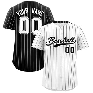 Custom White Black Pinstripe Personalized Two-Tone Authentic Baseball Jersey