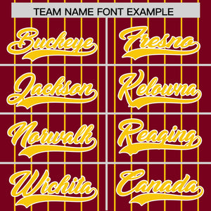 Custom Crimson Gold Pinstripe Personalized Two-Tone Authentic Baseball Jersey