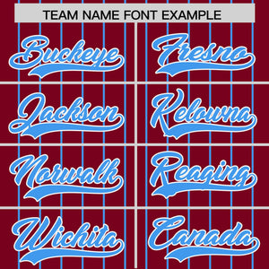 Custom Crimson Powder Blue Pinstripe Personalized Two-Tone Authentic Baseball Jersey