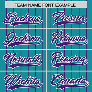 Custom Teal Purple Pinstripe Personalized Two-Tone Authentic Baseball Jersey