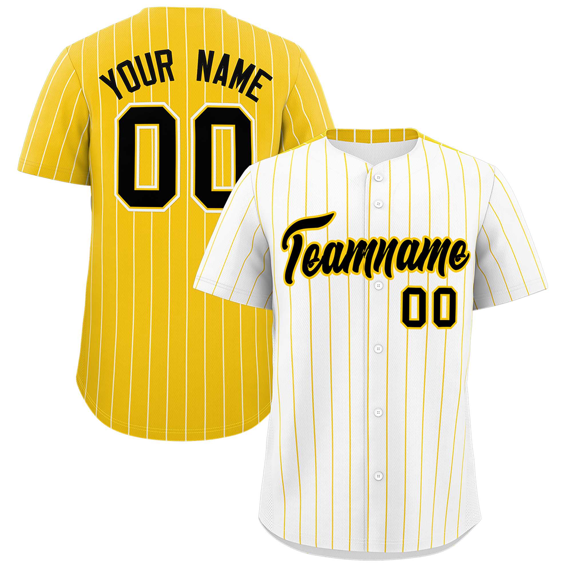 Custom White Gold Pinstripe Personalized Two-Tone Authentic Baseball Jersey