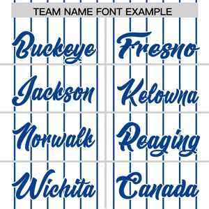 Custom White Royal Pinstripe Personalized Two-Tone Authentic Baseball Jersey