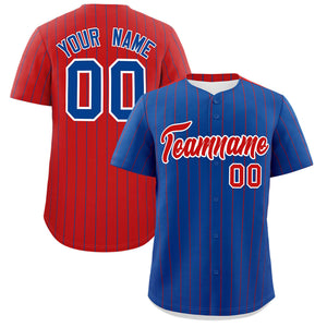 Custom Royal Red Pinstripe Personalized Two-Tone Authentic Baseball Jersey