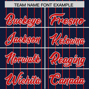 Custom Navy Red Pinstripe Personalized Two-Tone Authentic Baseball Jersey