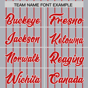 Custom Gray Red Pinstripe Personalized Two-Tone Authentic Baseball Jersey