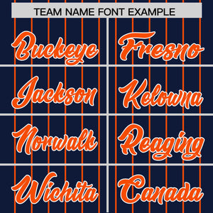 Custom Navy Orange Pinstripe Personalized Two-Tone Authentic Baseball Jersey