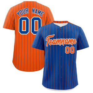 Custom Royal Orange Pinstripe Personalized Two-Tone Authentic Baseball Jersey