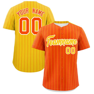 Custom Orange Gold Pinstripe Personalized Two-Tone Authentic Baseball Jersey