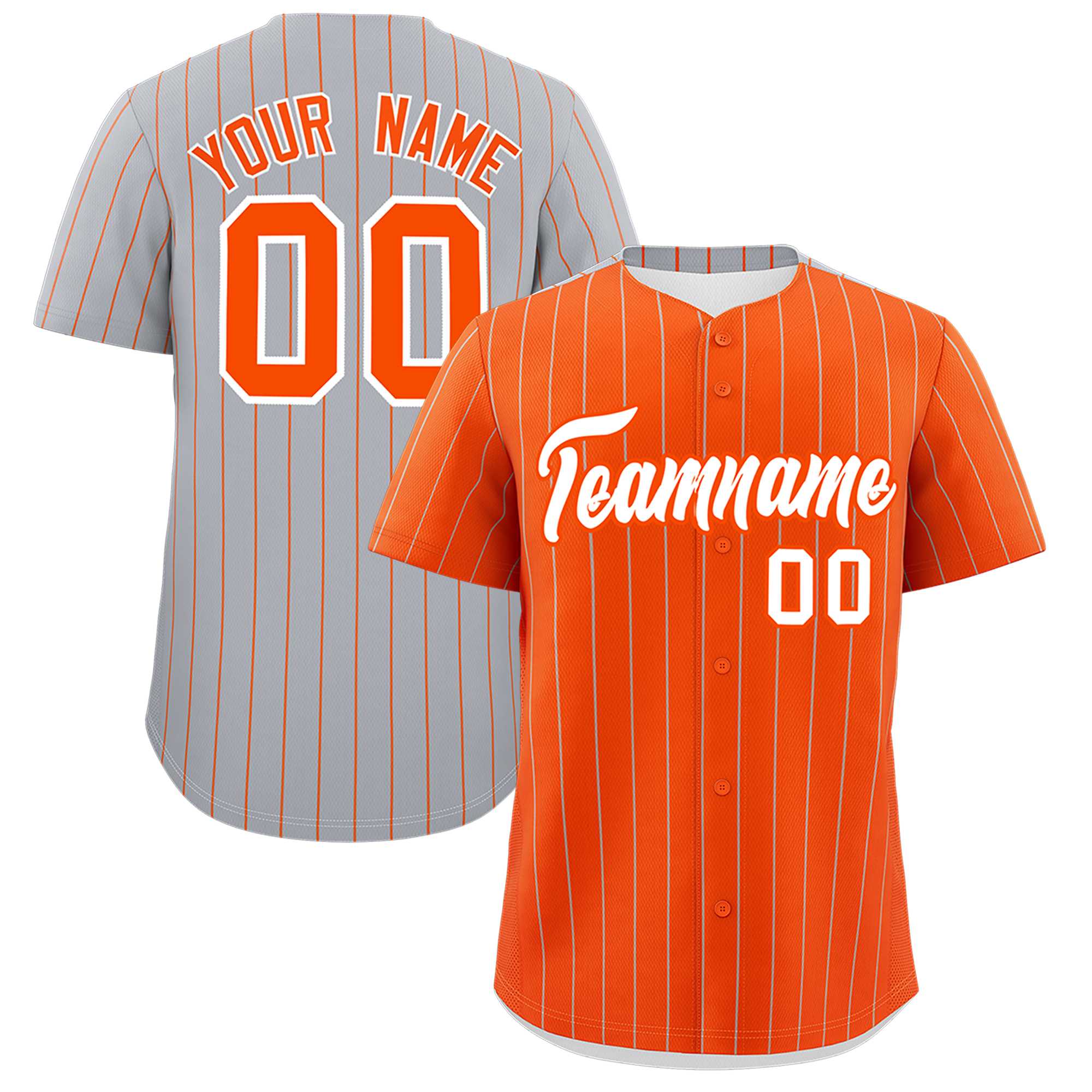 Custom Orange Gray Pinstripe Personalized Two-Tone Authentic Baseball Jersey