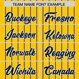 Custom Gold Navy Pinstripe Personalized Two-Tone Authentic Baseball Jersey