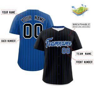 Custom Black Royal Pinstripe Personalized Two-Tone Authentic Baseball Jersey