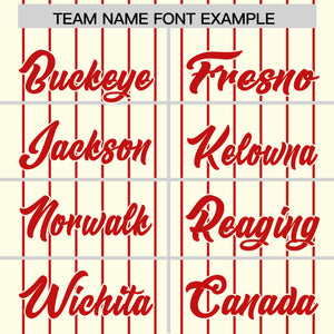 Custom Cream Red Pinstripe Personalized Two-Tone Authentic Baseball Jersey