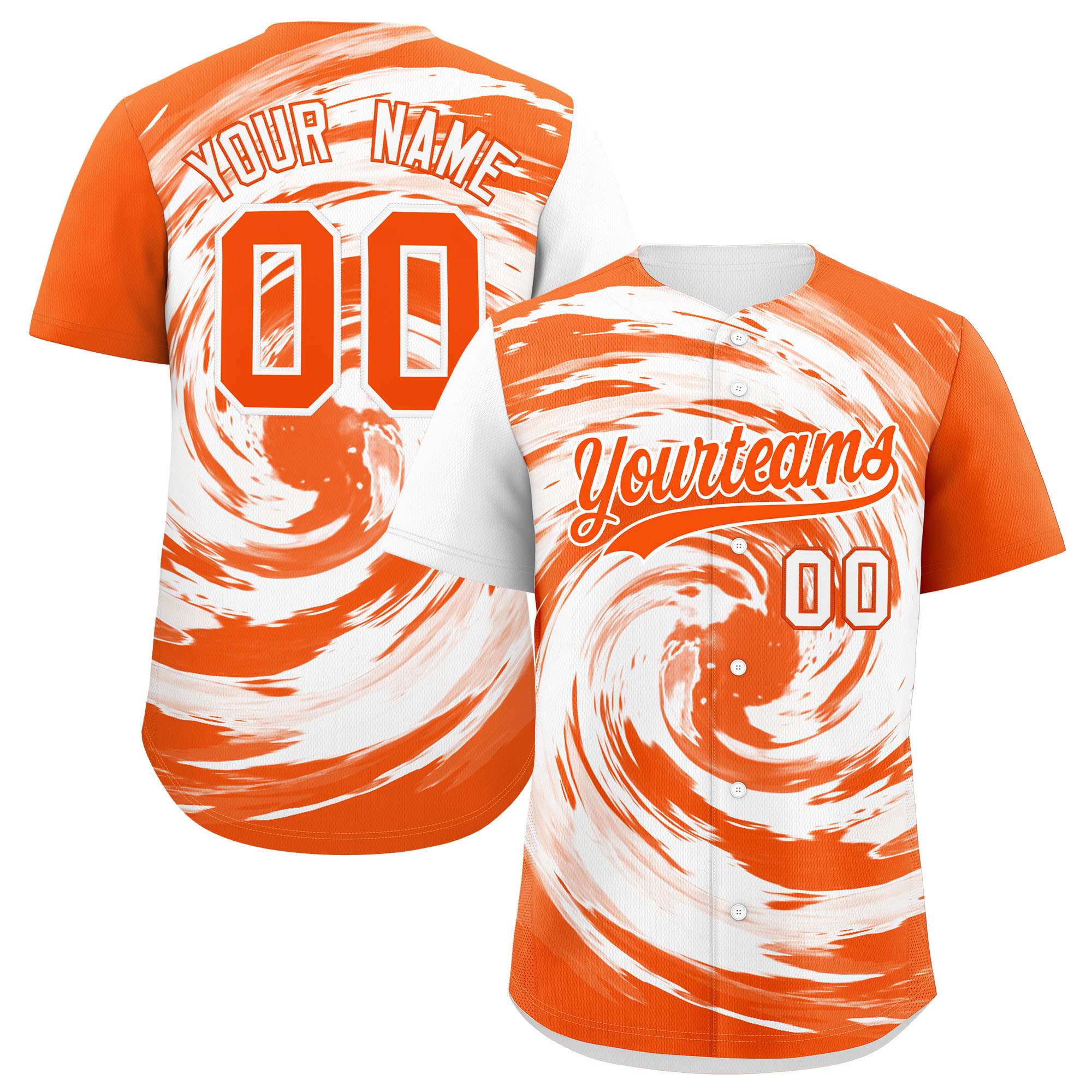 Custom White Orange Swirl Graffiti Pattern Authentic Baseball Jersey