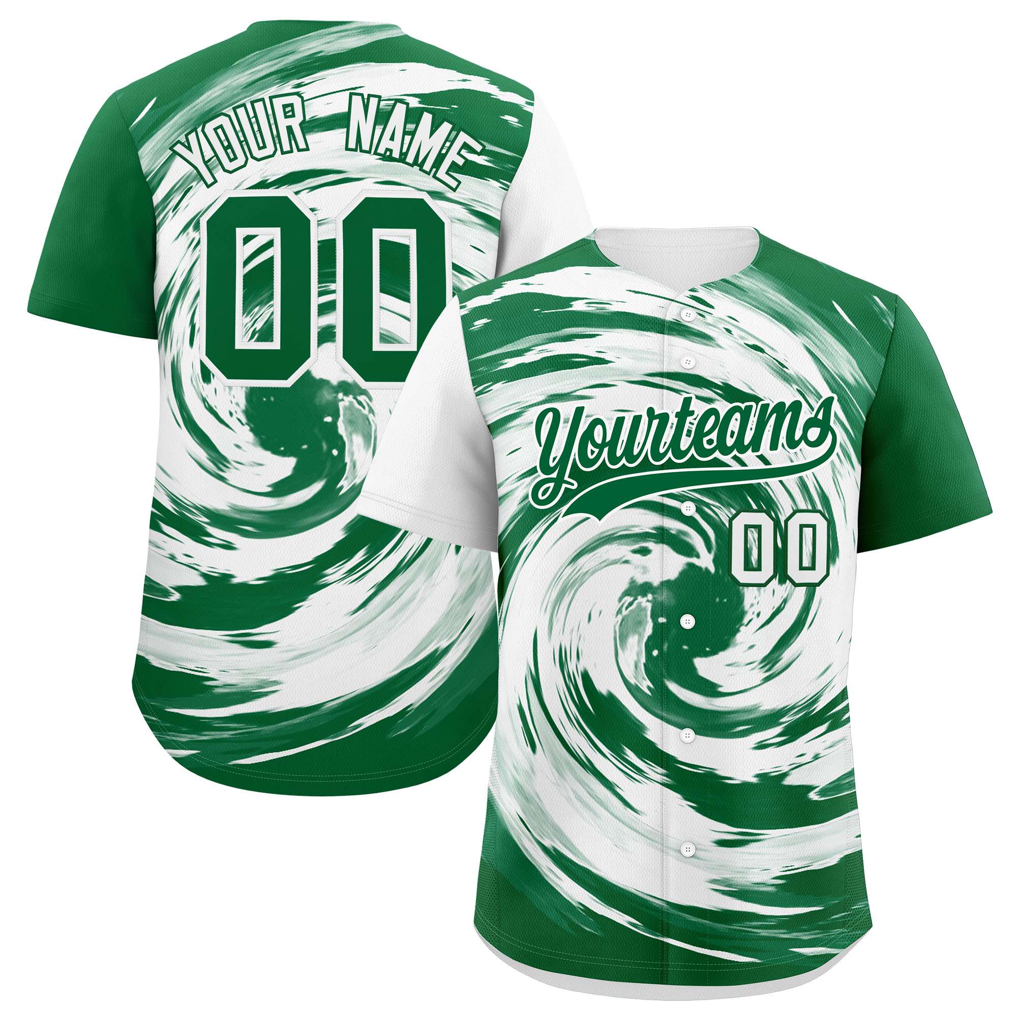 Custom White Kelly Green Swirl Graffiti Pattern Authentic Baseball Jersey