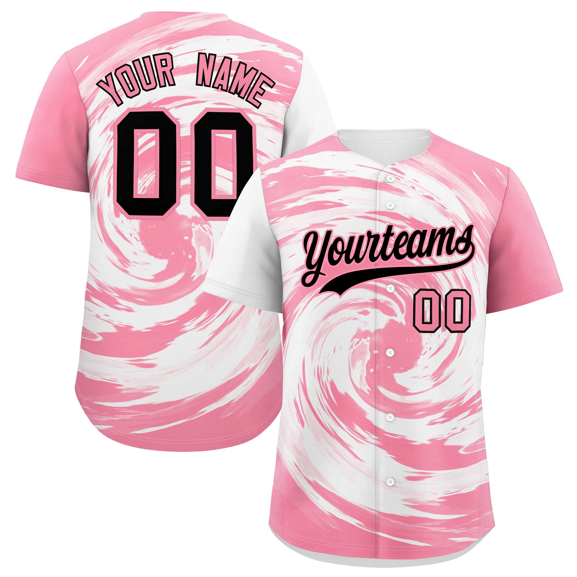 Custom White Light Pink Swirl Graffiti Pattern Authentic Baseball Jersey