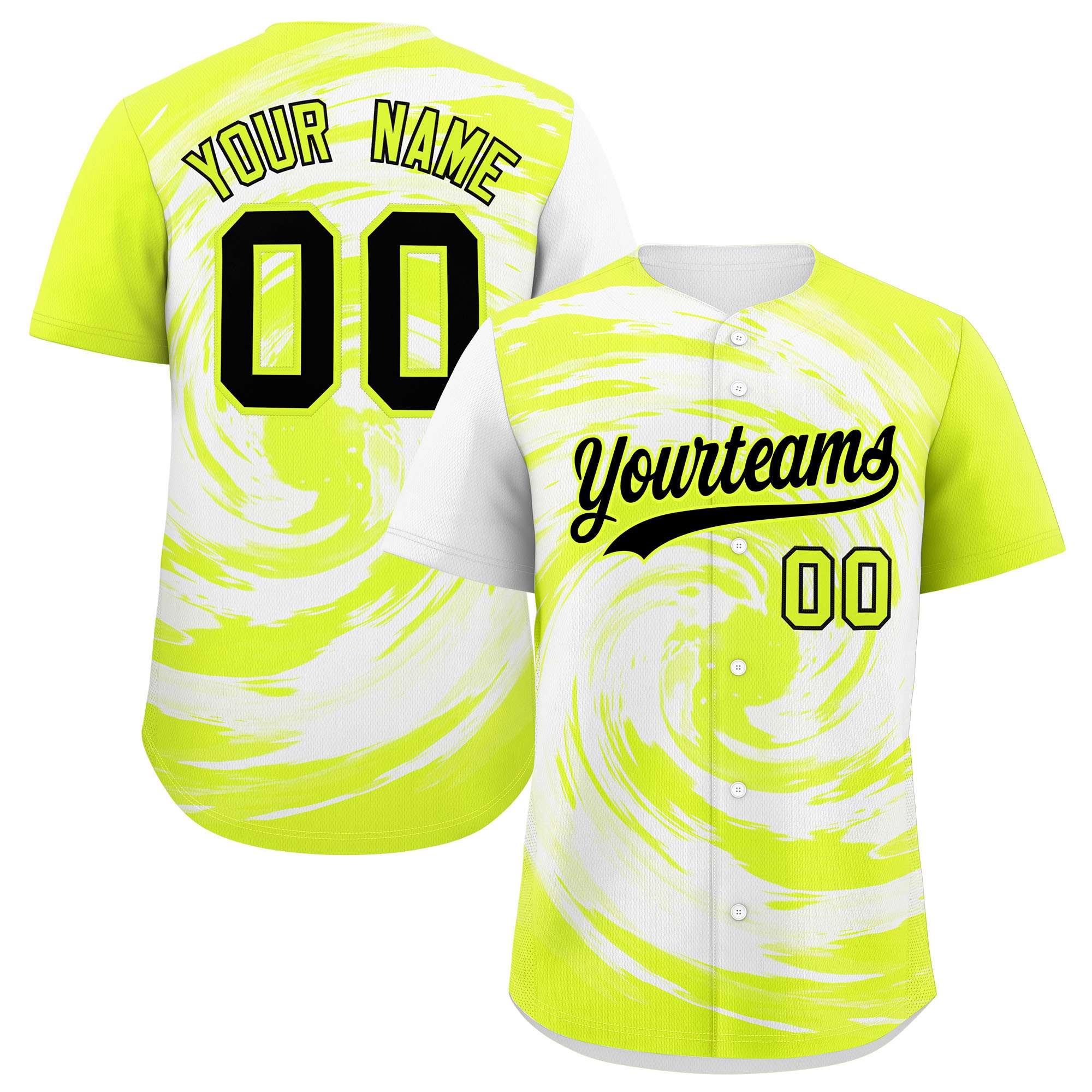 Custom White Green Swirl Graffiti Pattern Authentic Baseball Jersey