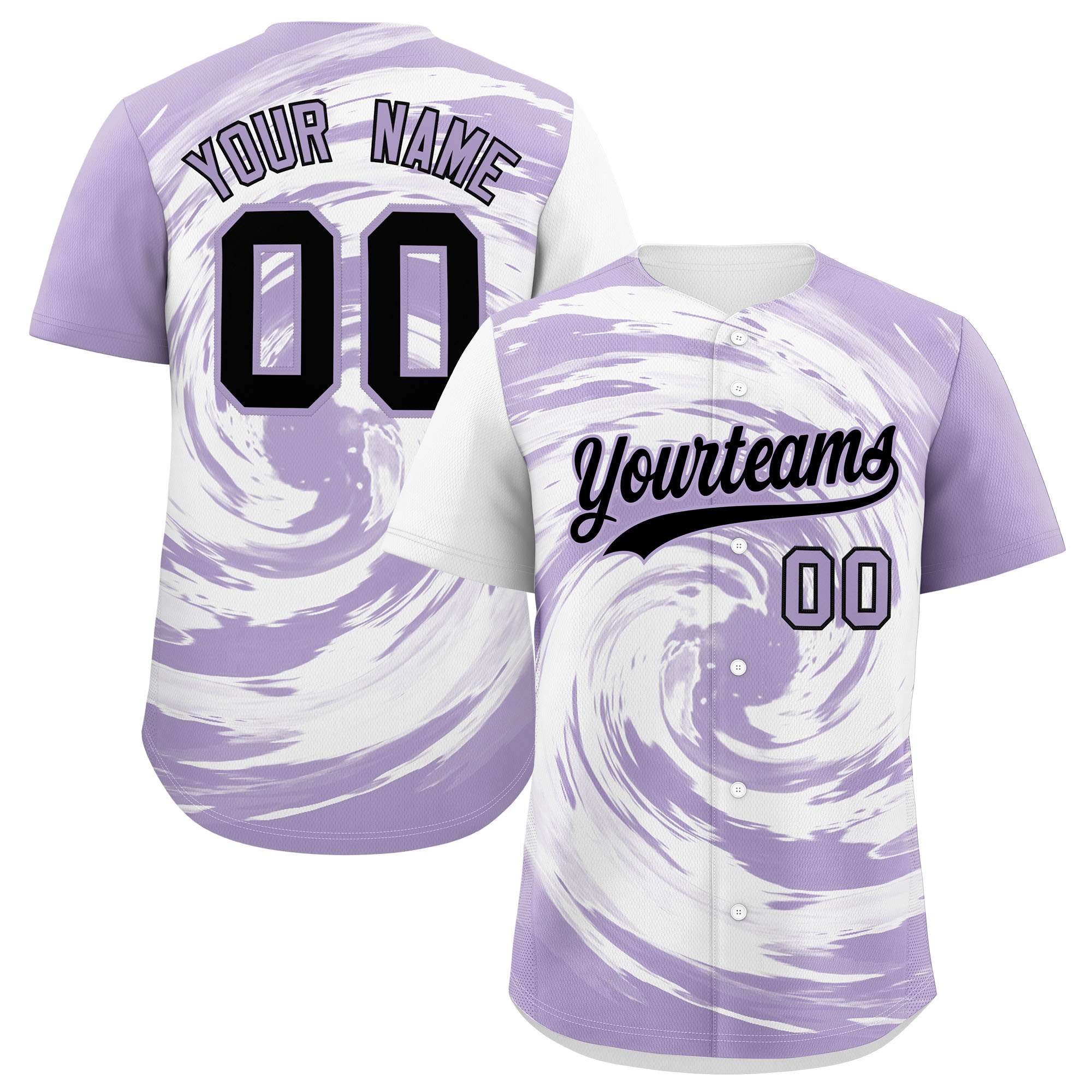 Custom White Light Purple Swirl Graffiti Pattern Authentic Baseball Jersey