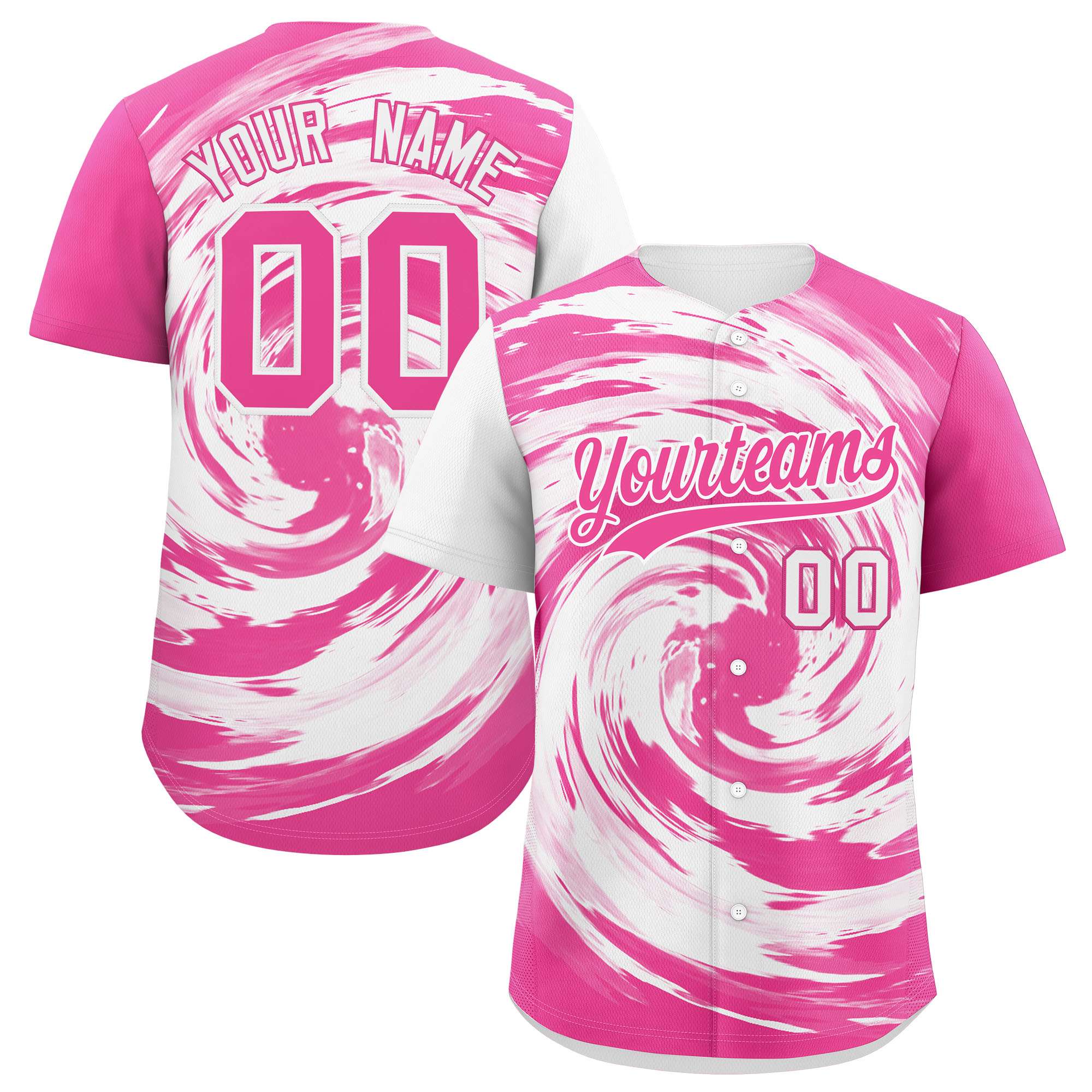 Custom White Pink Swirl Graffiti Pattern Authentic Baseball Jersey