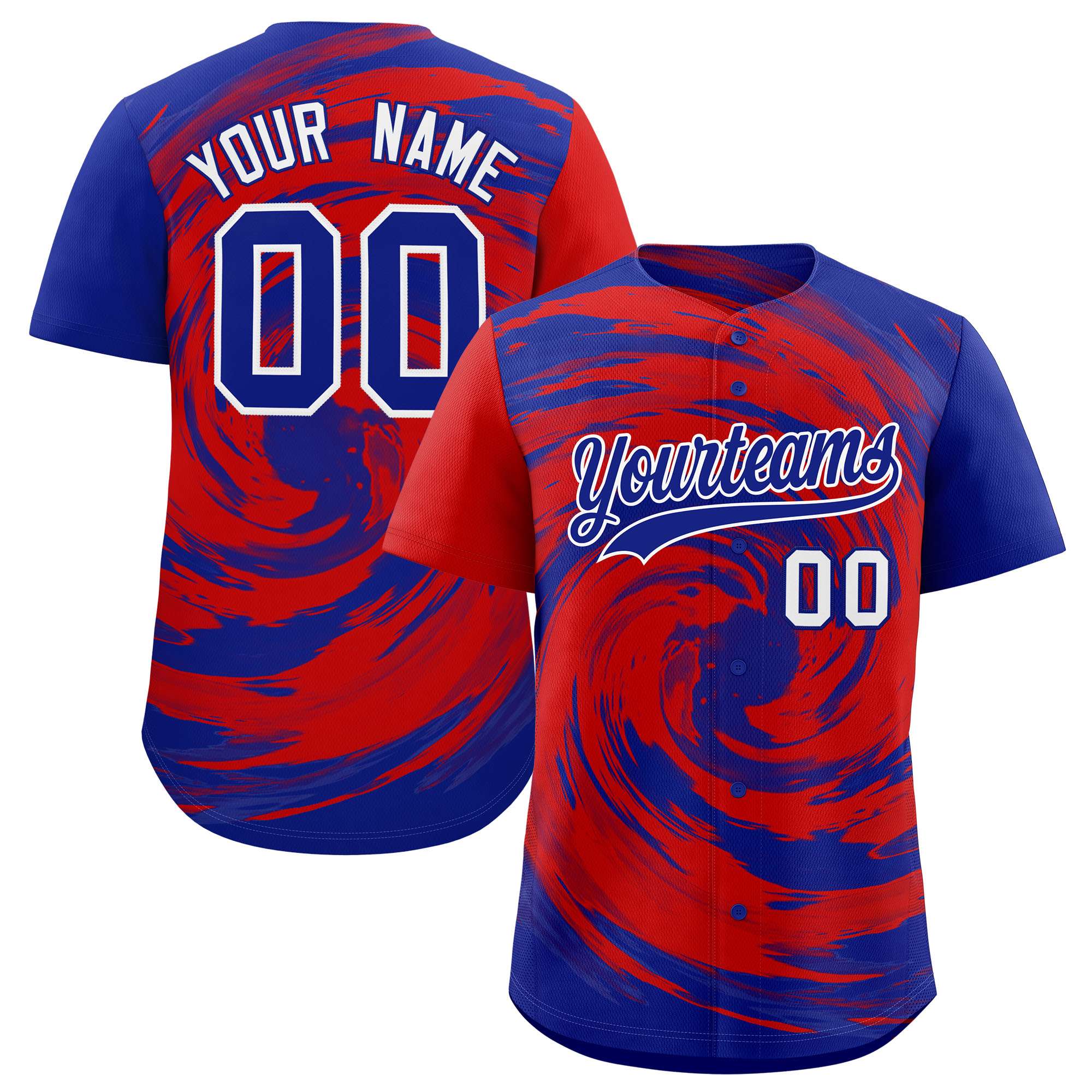 Custom Red Royal Swirl Graffiti Pattern Authentic Baseball Jersey