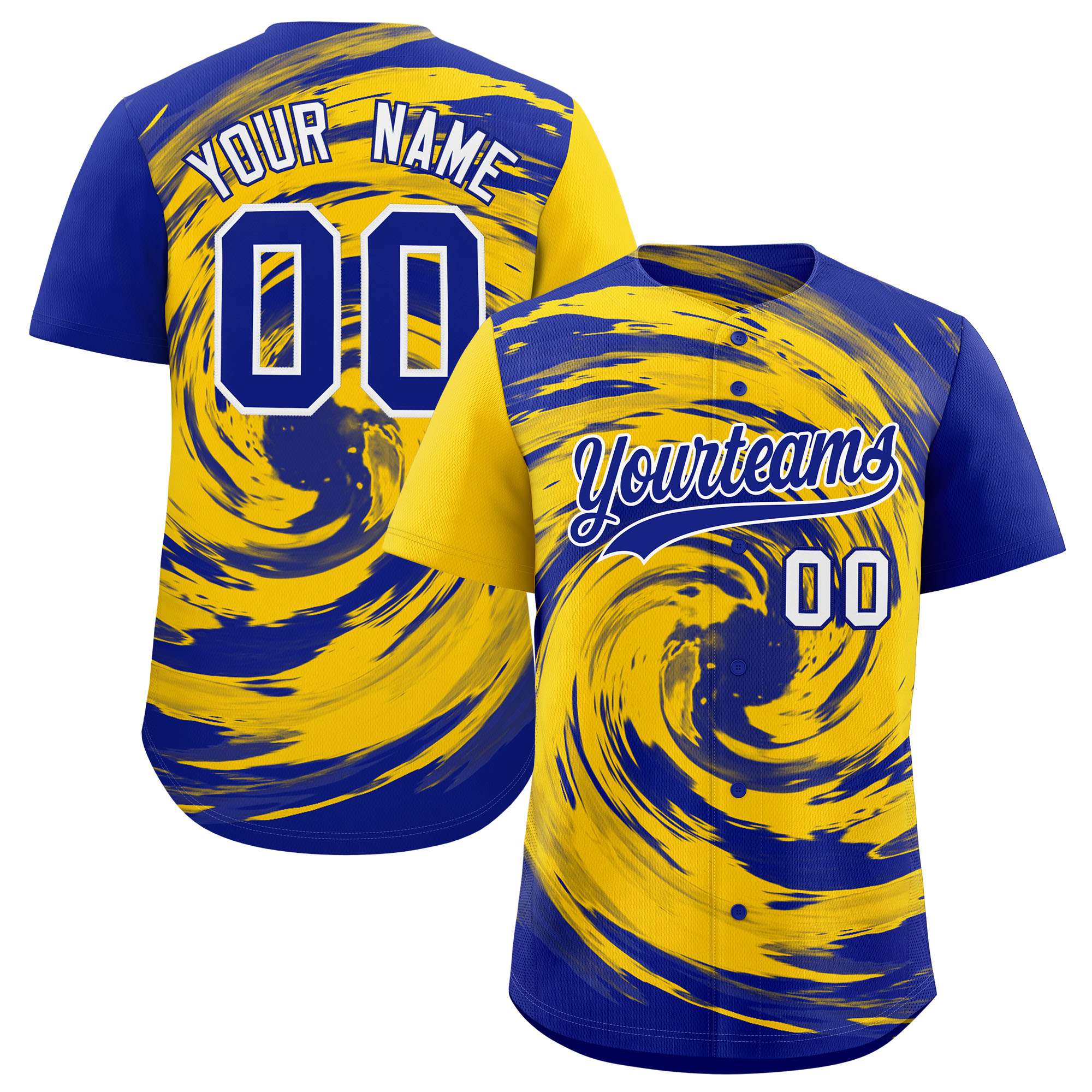 Custom Gold Royal Swirl Graffiti Pattern Authentic Baseball Jersey