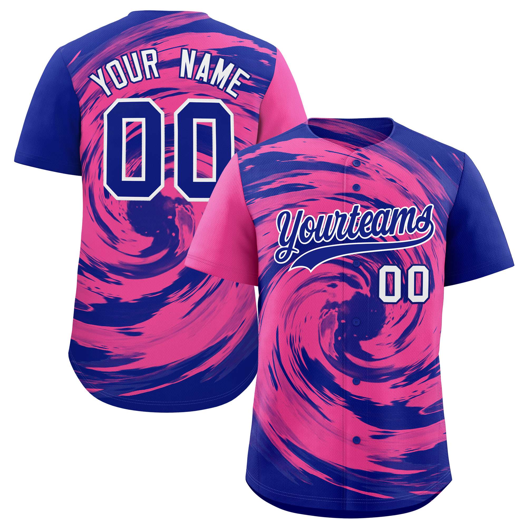 Custom Pink Royal Swirl Graffiti Pattern Authentic Baseball Jersey