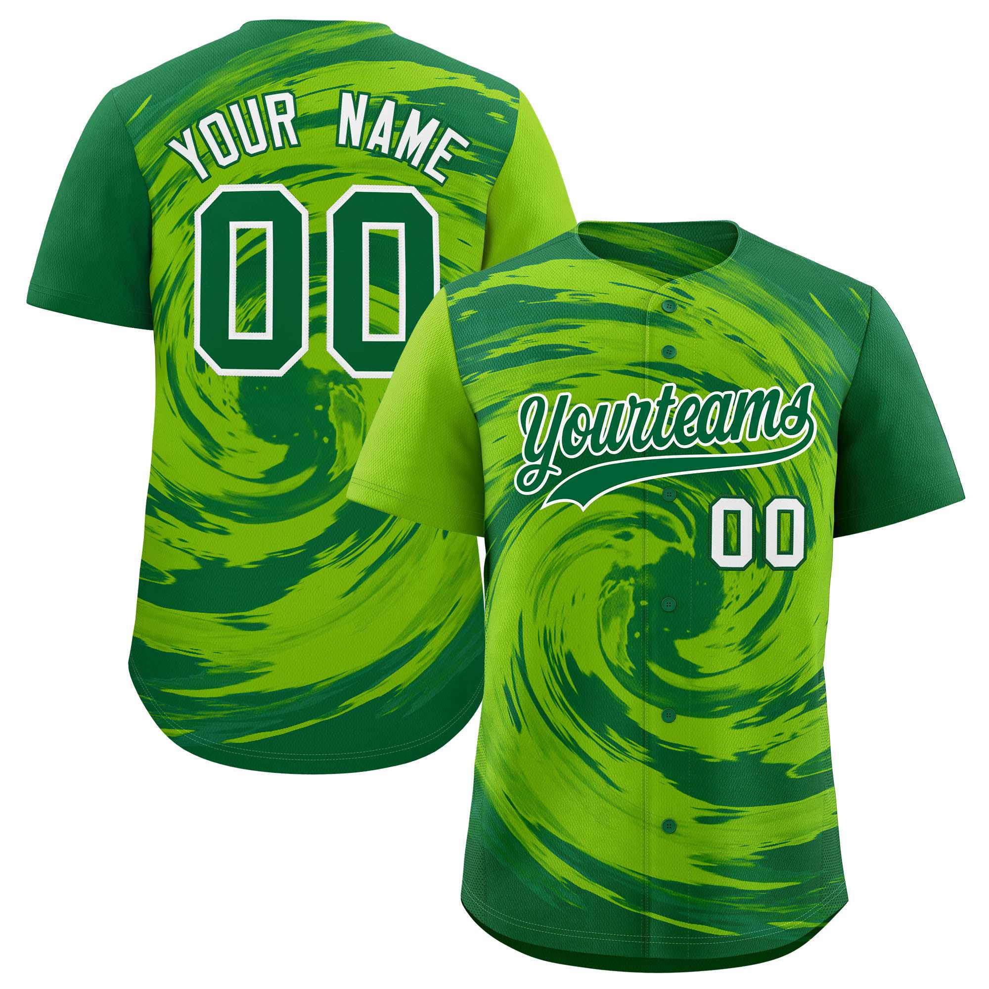 Custom Neon Green Kelly Green Swirl Graffiti Pattern Authentic Baseball Jersey