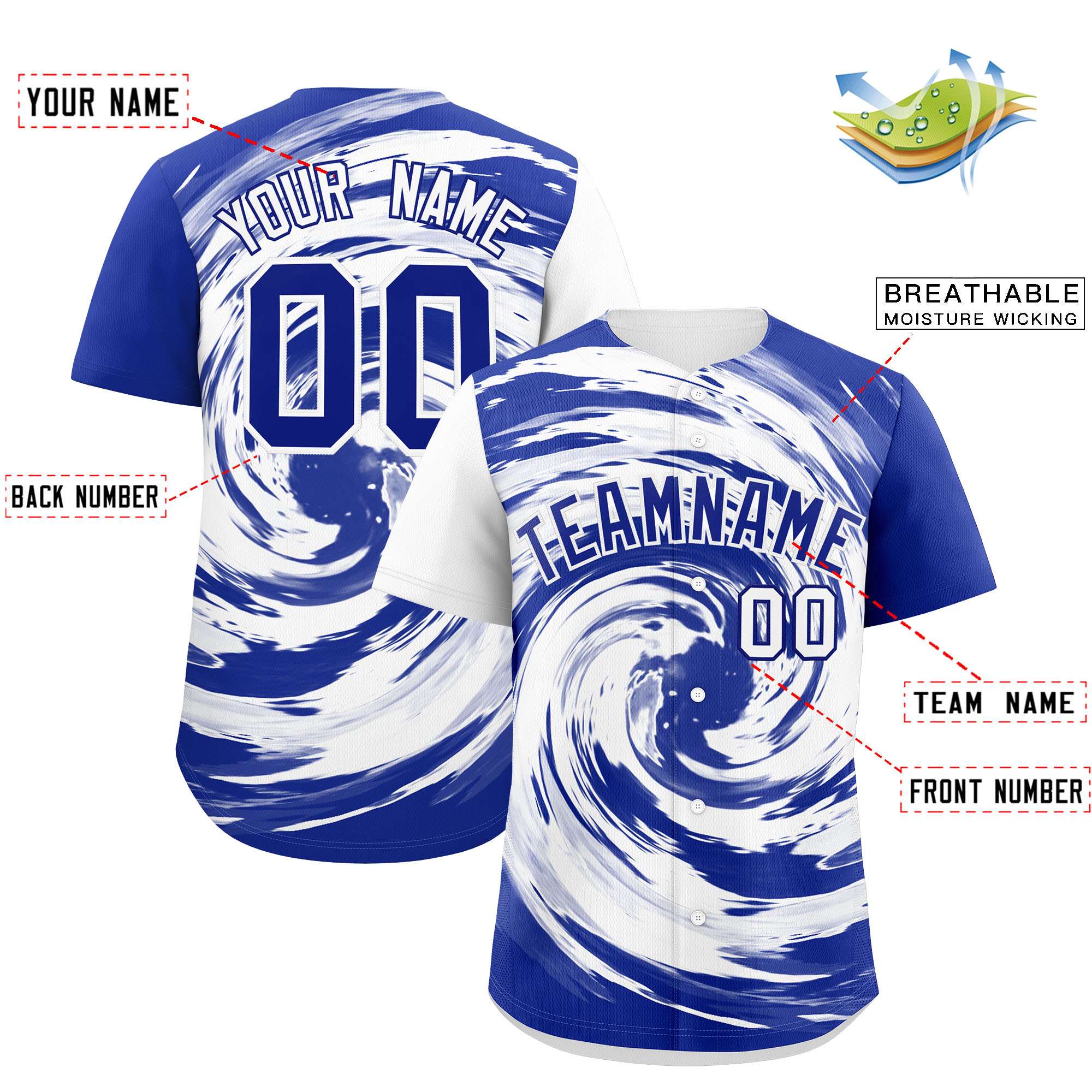 Custom White Royal Swirl Graffiti Pattern Authentic Baseball Jersey