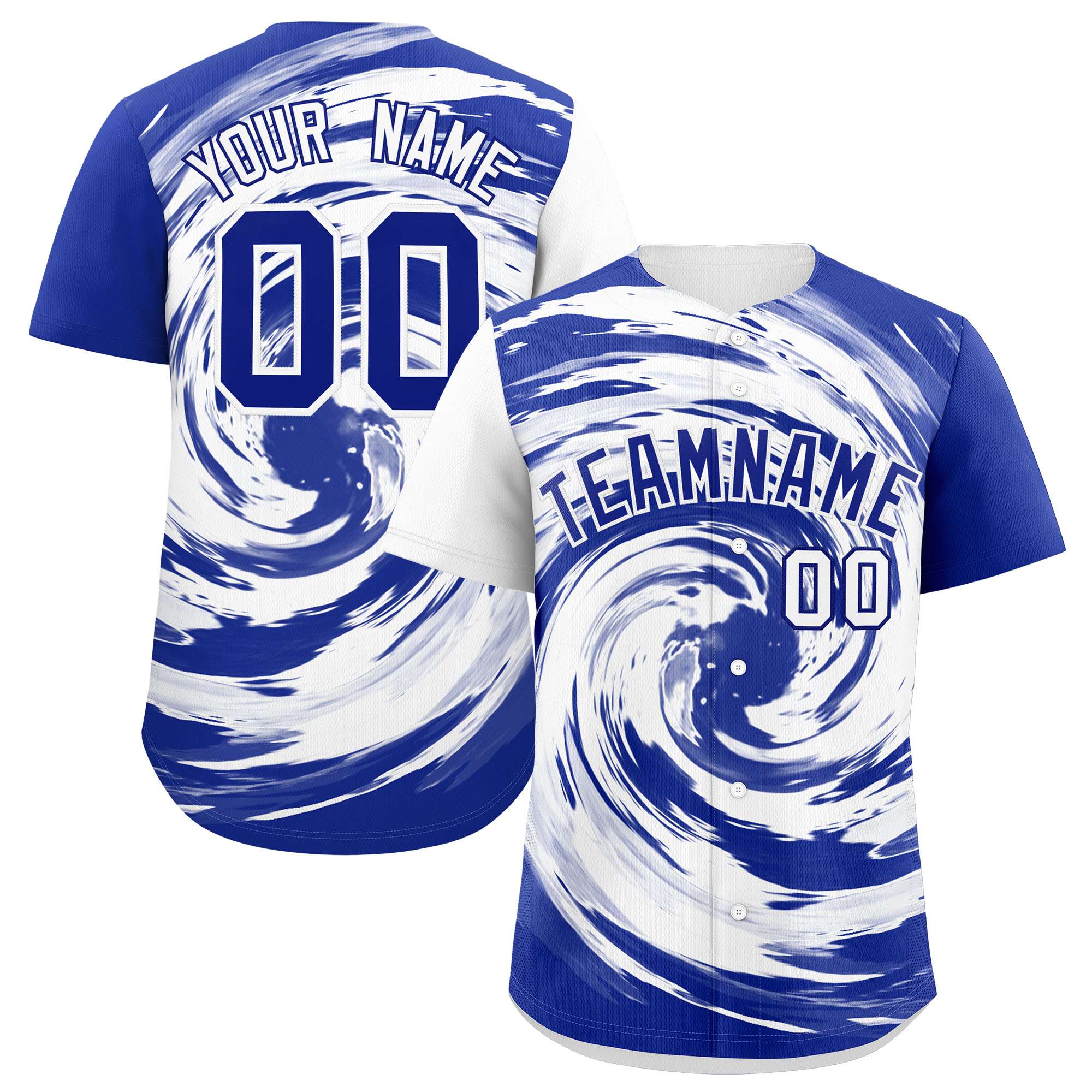 Custom White Royal Swirl Graffiti Pattern Authentic Baseball Jersey