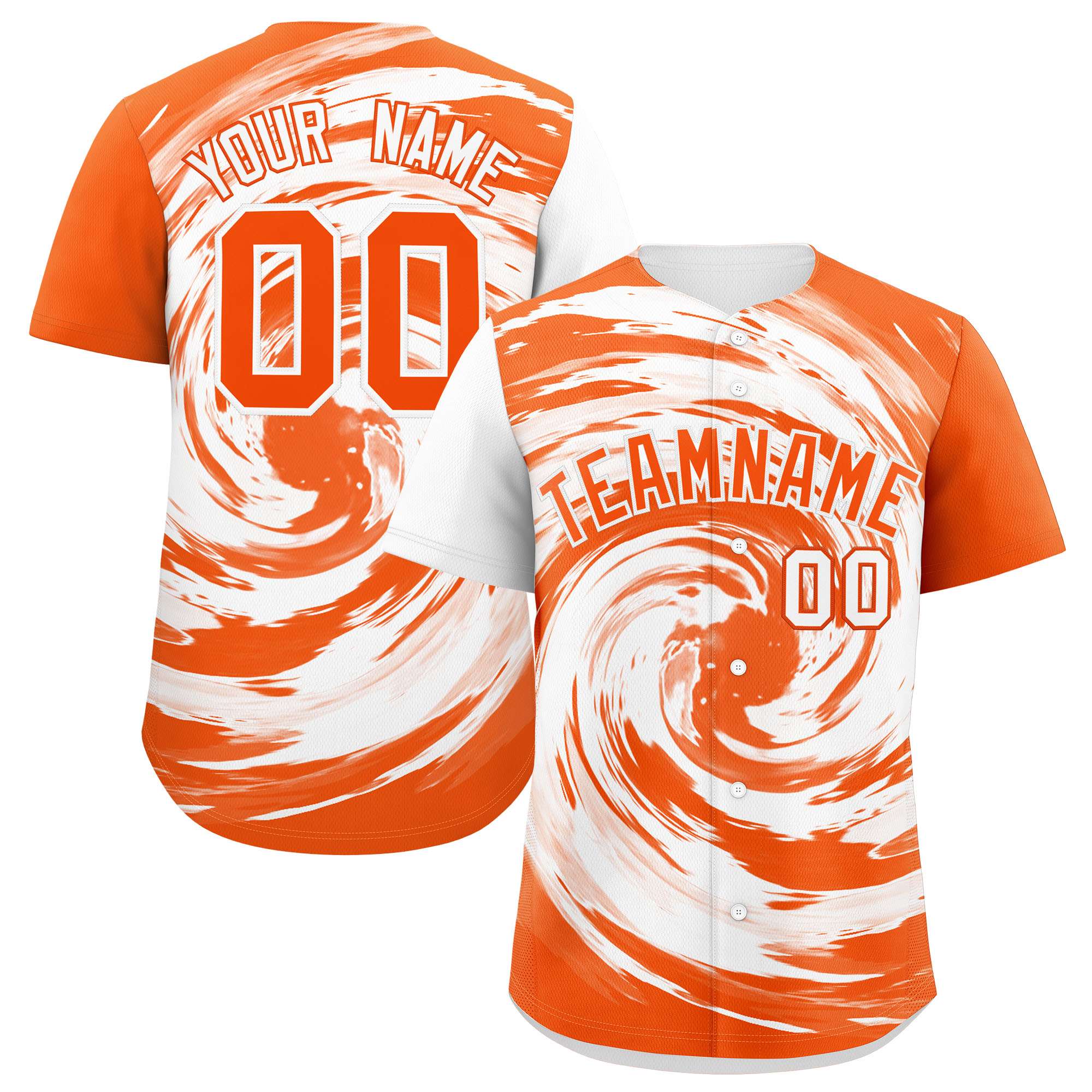 Custom White Orange Swirl Graffiti Pattern Authentic Baseball Jersey