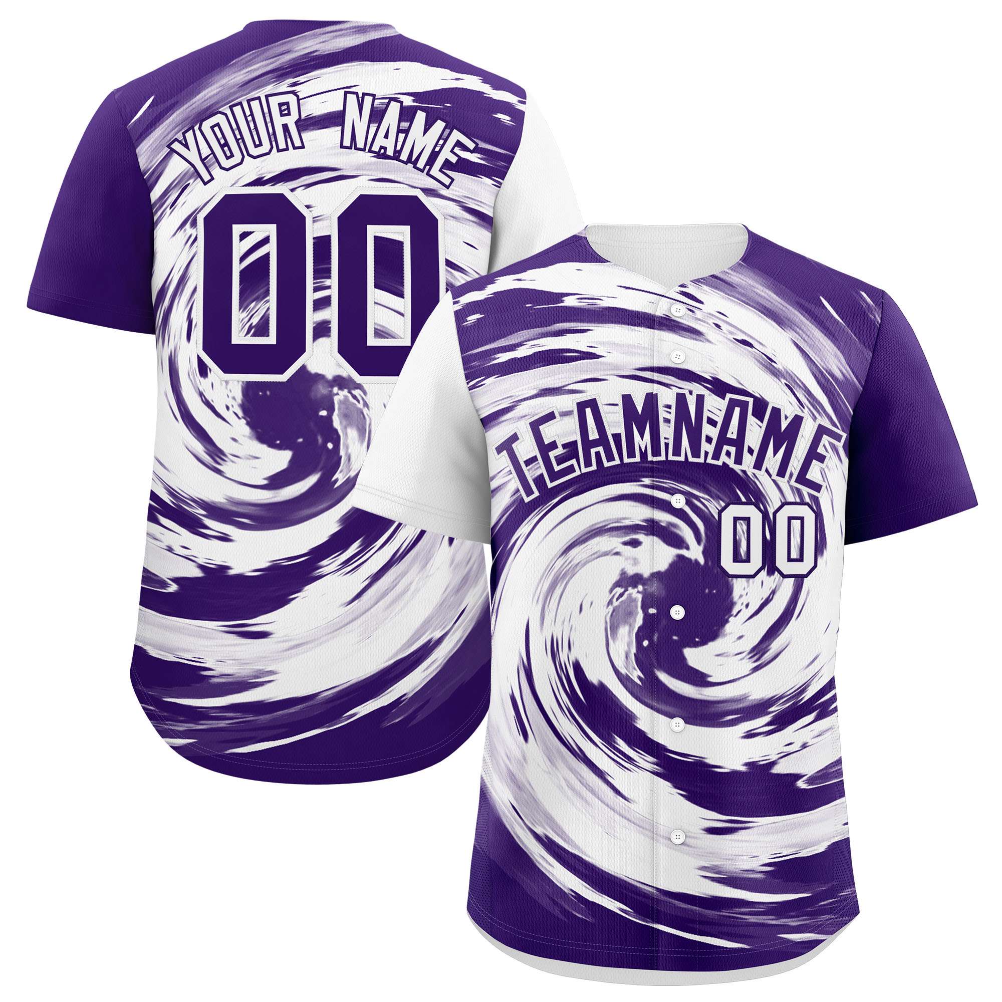 Custom White Purple Swirl Graffiti Pattern Authentic Baseball Jersey