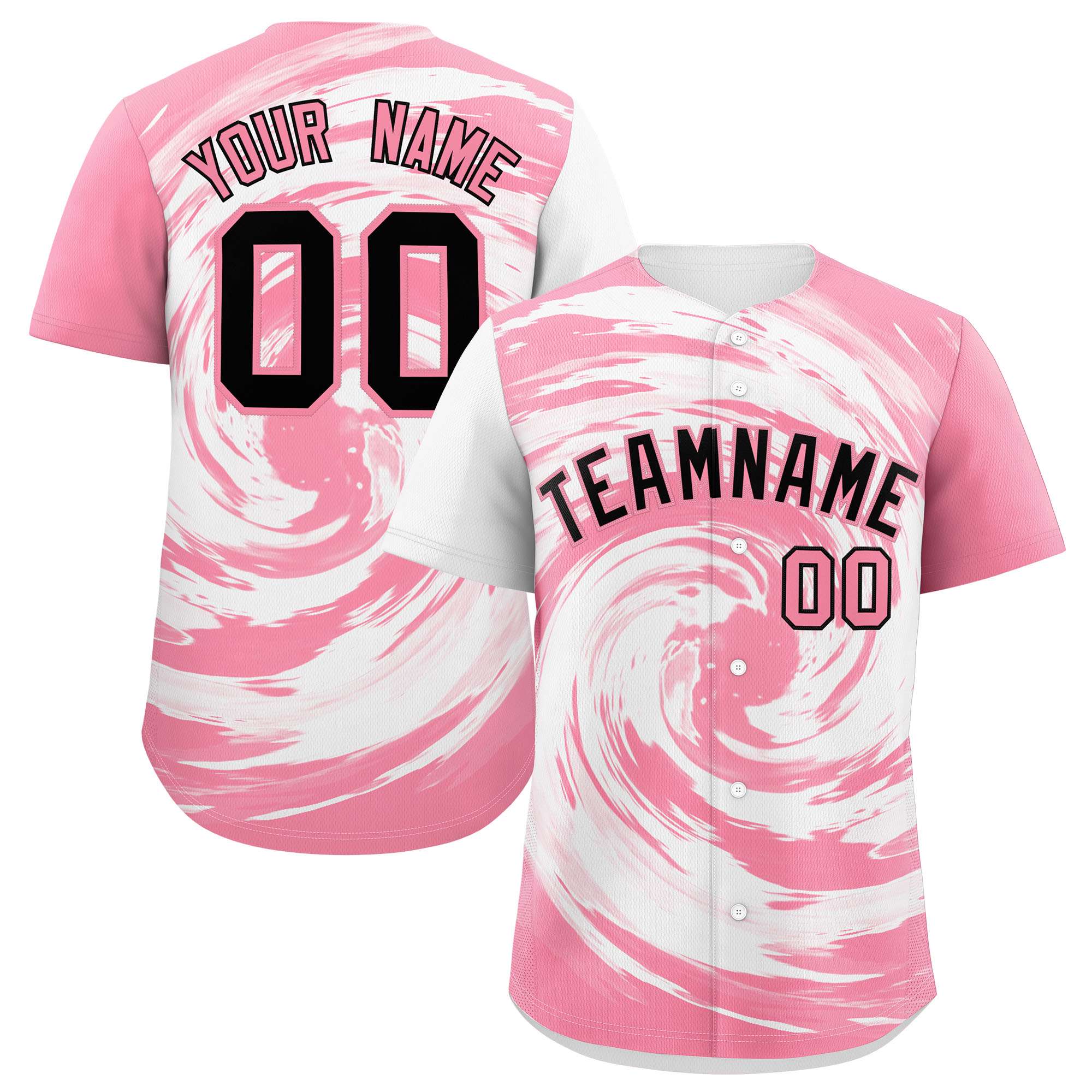 Custom White Light Pink Swirl Graffiti Pattern Authentic Baseball Jersey