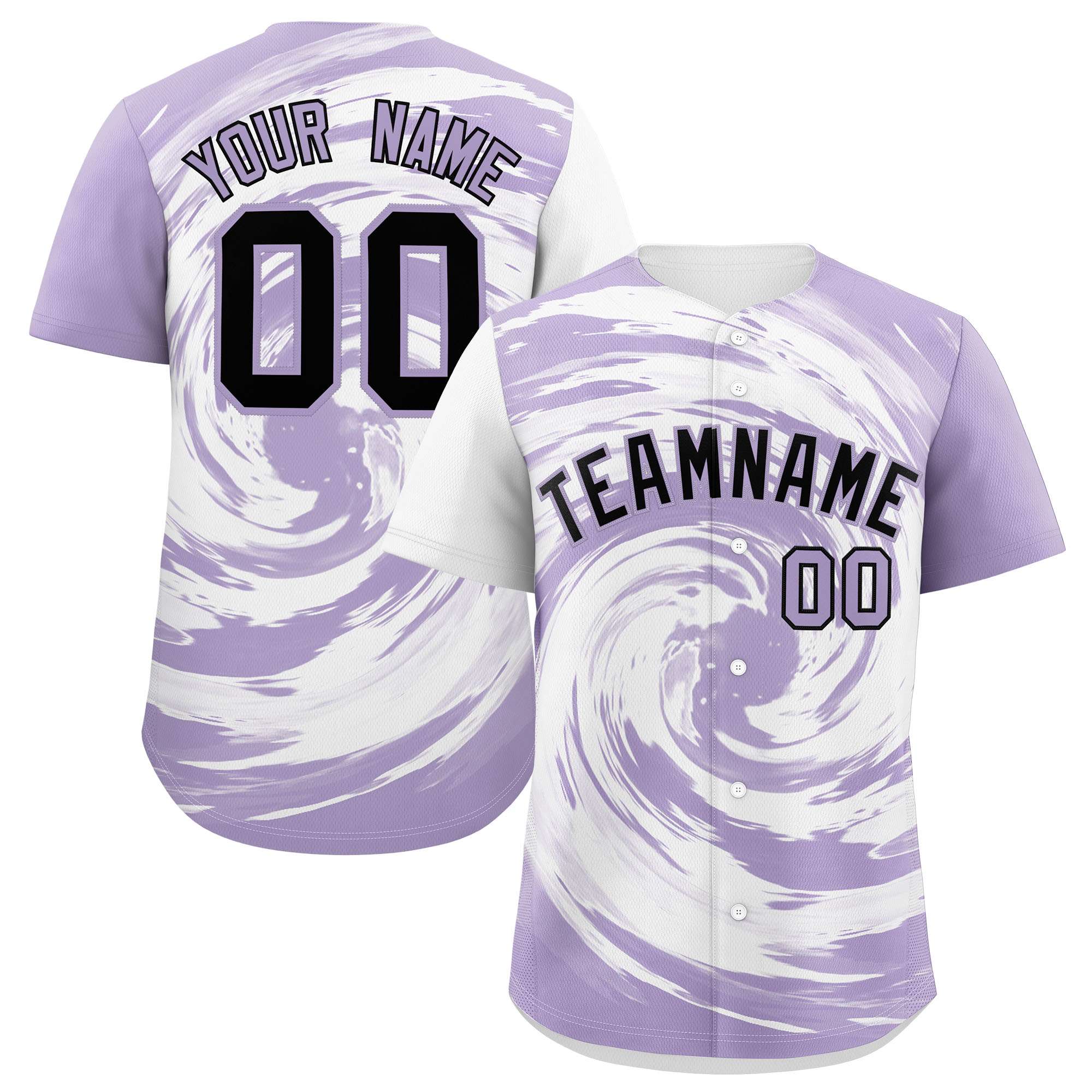 Custom White Light Purple Swirl Graffiti Pattern Authentic Baseball Jersey