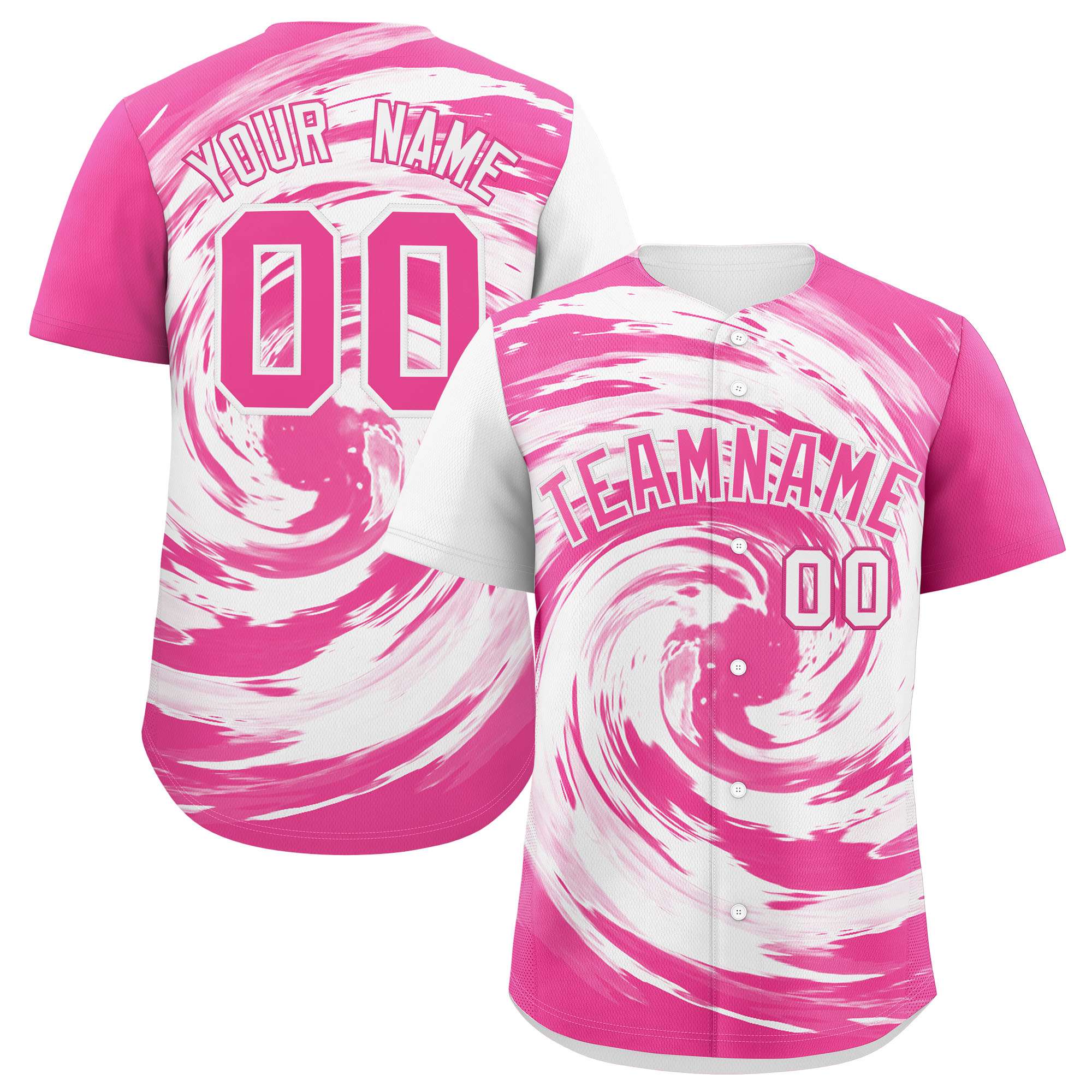 Custom White Pink Swirl Graffiti Pattern Authentic Baseball Jersey