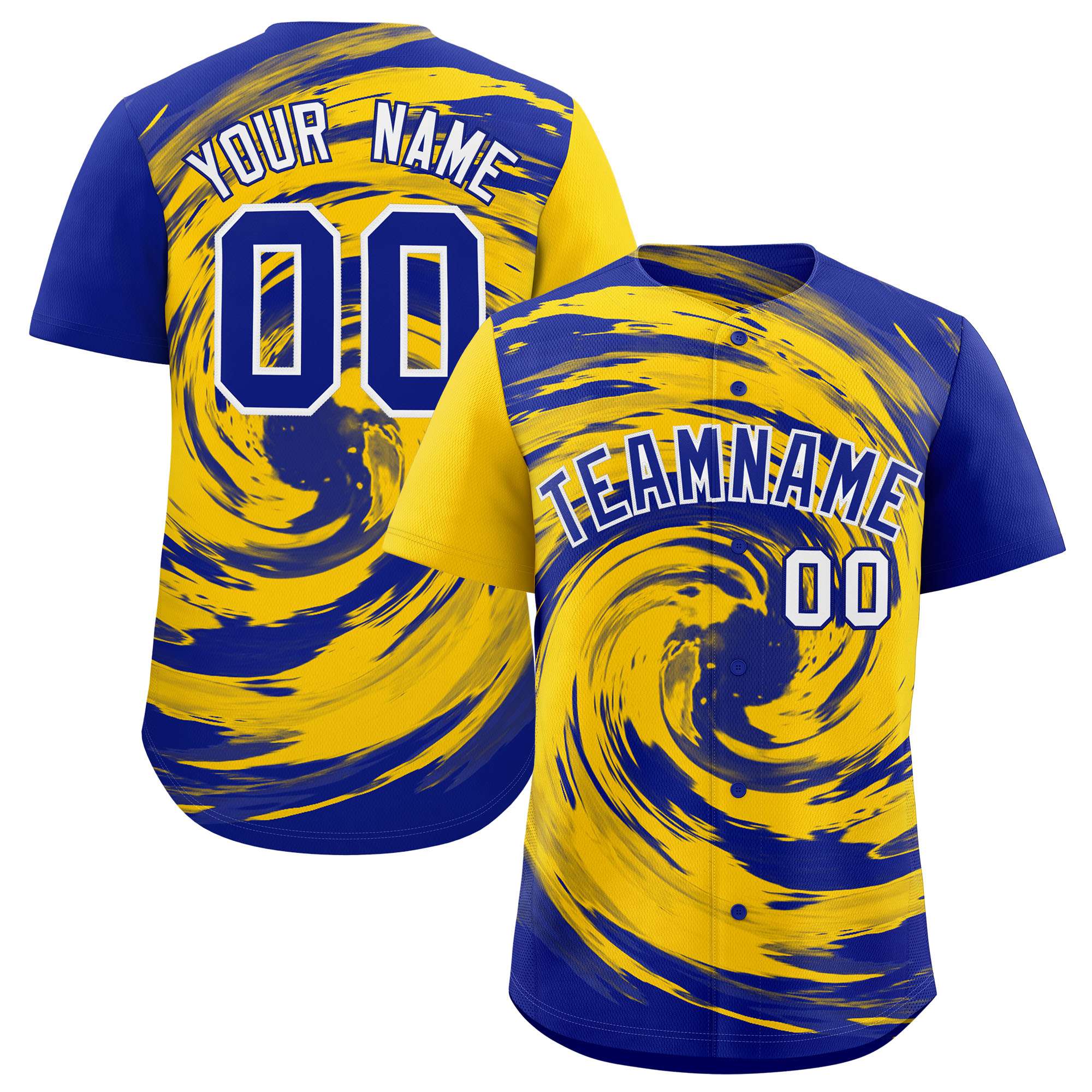 Custom Gold Royal Swirl Graffiti Pattern Authentic Baseball Jersey