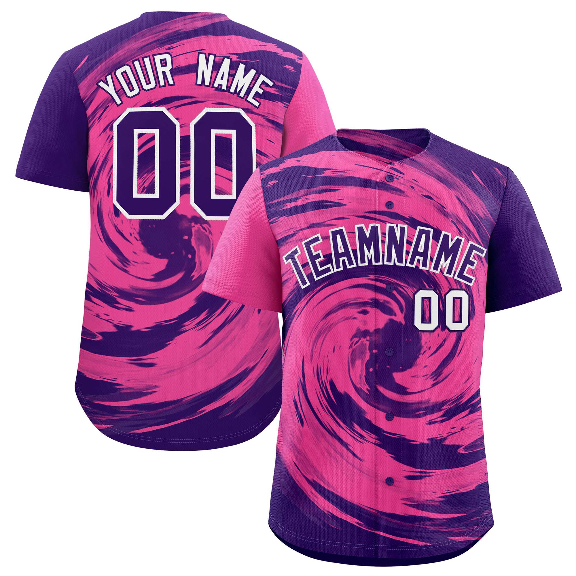 Custom Pink Purple Swirl Graffiti Pattern Authentic Baseball Jersey