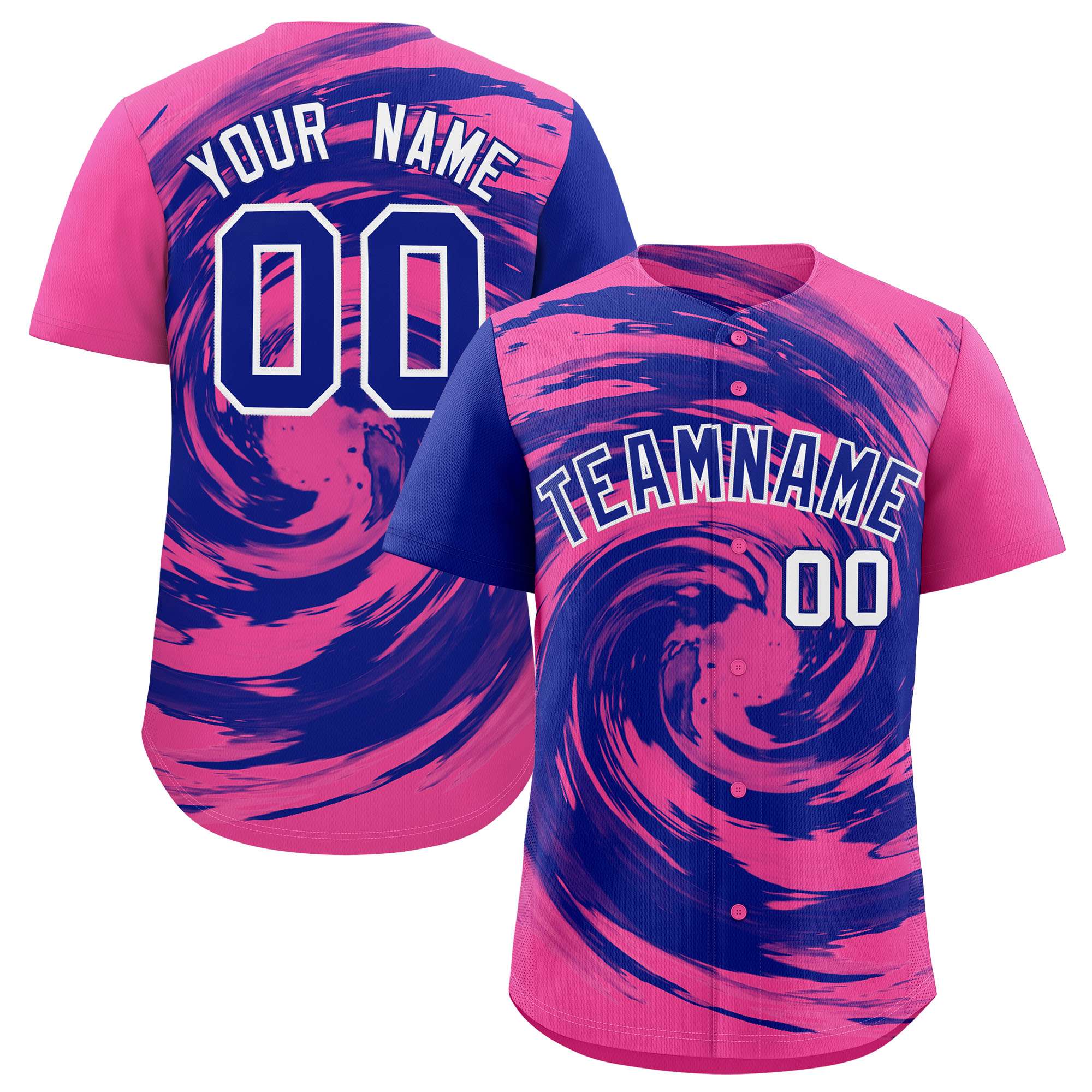 Custom Royal Pink Swirl Graffiti Pattern Authentic Baseball Jersey